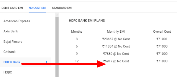 Google Pixel 3 No Cost EMI HDFC