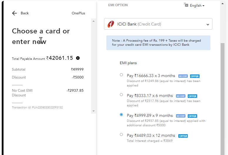 ICICI No Cost EMI with Instant Discount 